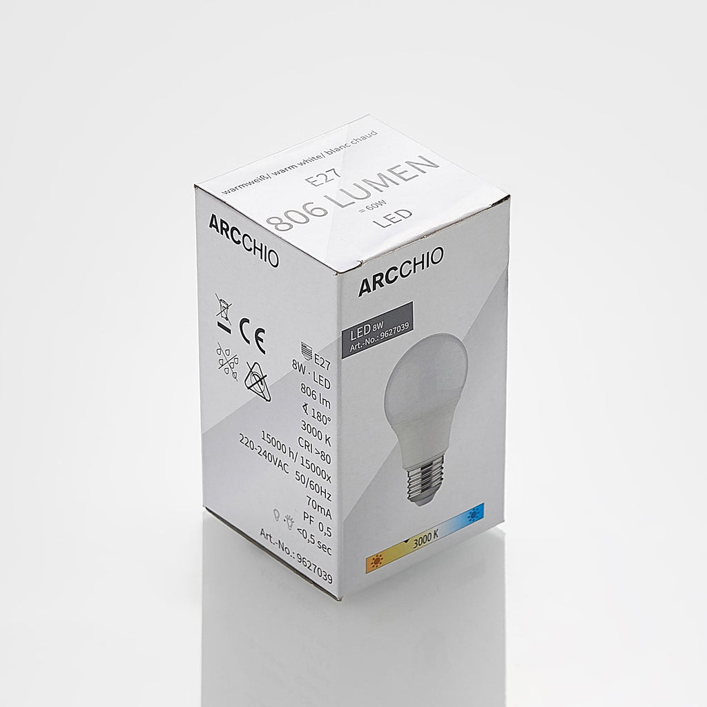 LED-pære E27 A60 8W 806lm 3000K opal 10-pakning - Arcchio pakning