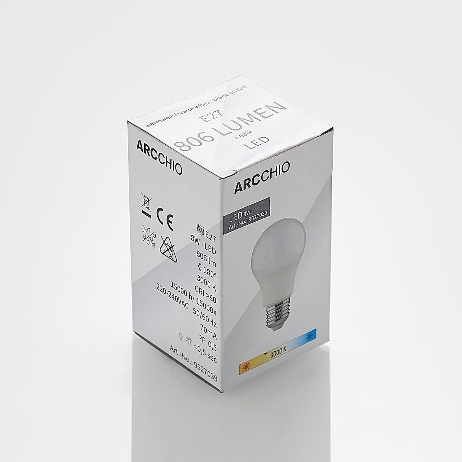 LED-pære E27 A60 8W opal 3000K 806 lm - Arcchio i bruk