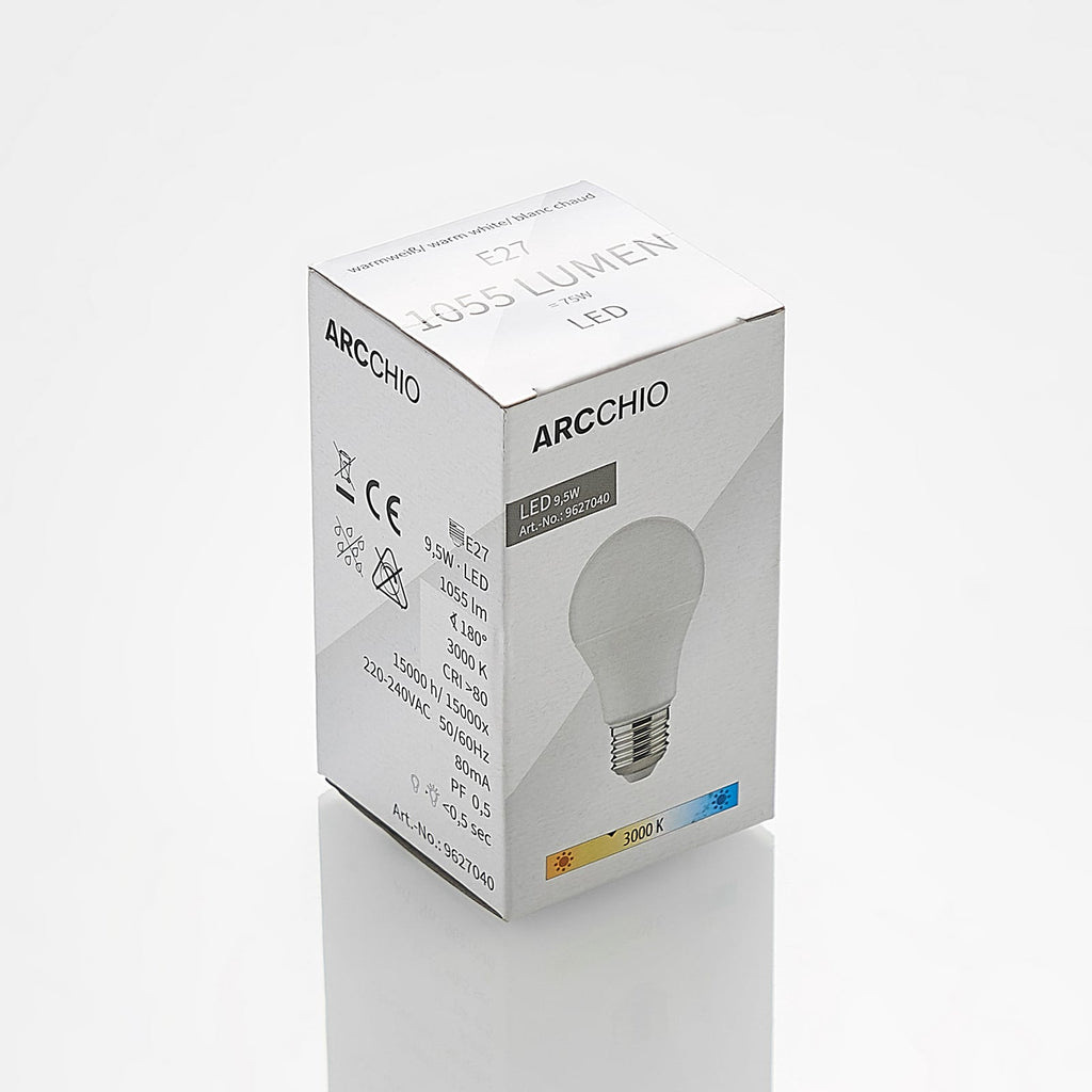 LED-pære E27 A60 9,5W opal 3000K 1055 lm i bruk
