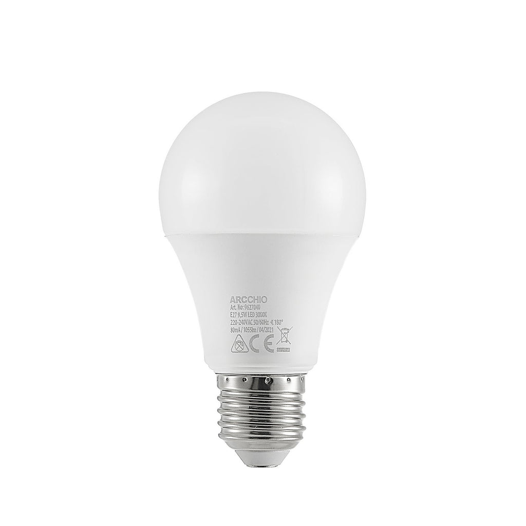 LED-pære E27 A60 9,5W opal 3000K 1055 lm med oversikt