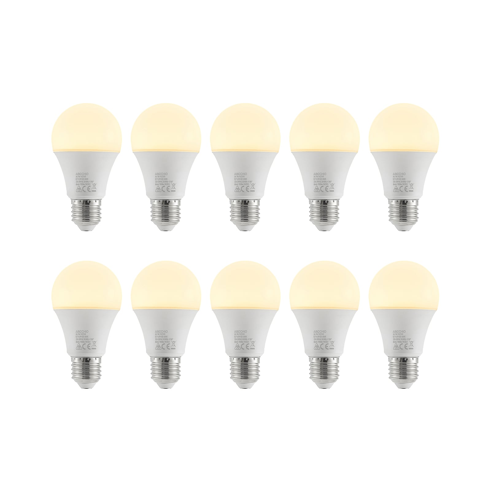 LED-pære E27 A60 9,5W 3000K opal 10-pakning forfra