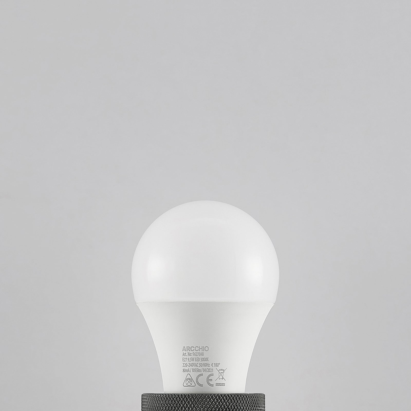 LED-pære E27 A60 9,5W 3000K opal 10-pakning side