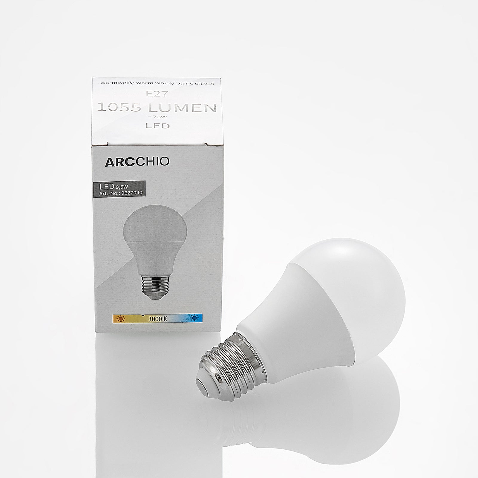 LED-pære E27 A60 9,5W 3000K opal 10-pakning lysutstråling