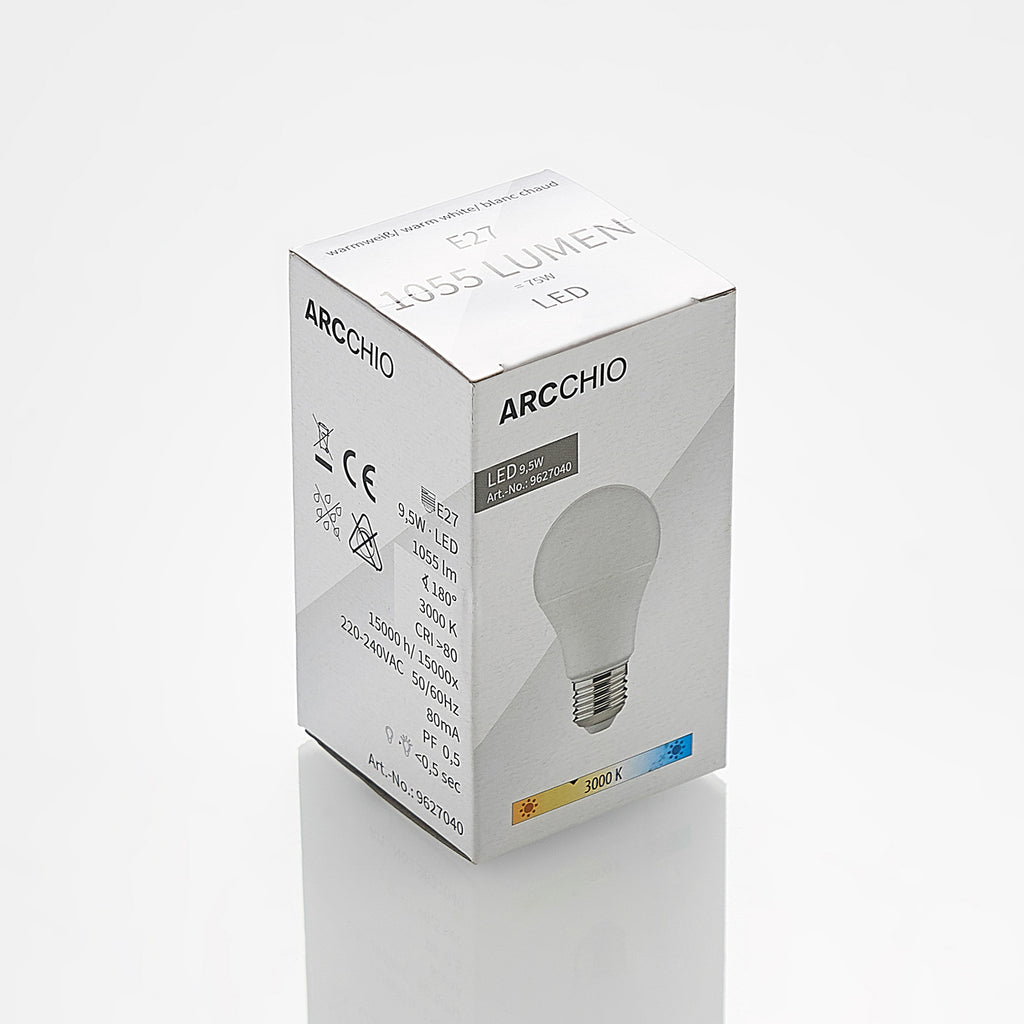 LED-pære E27 A60 9,5W 3000K opal 10-pakning emballasje