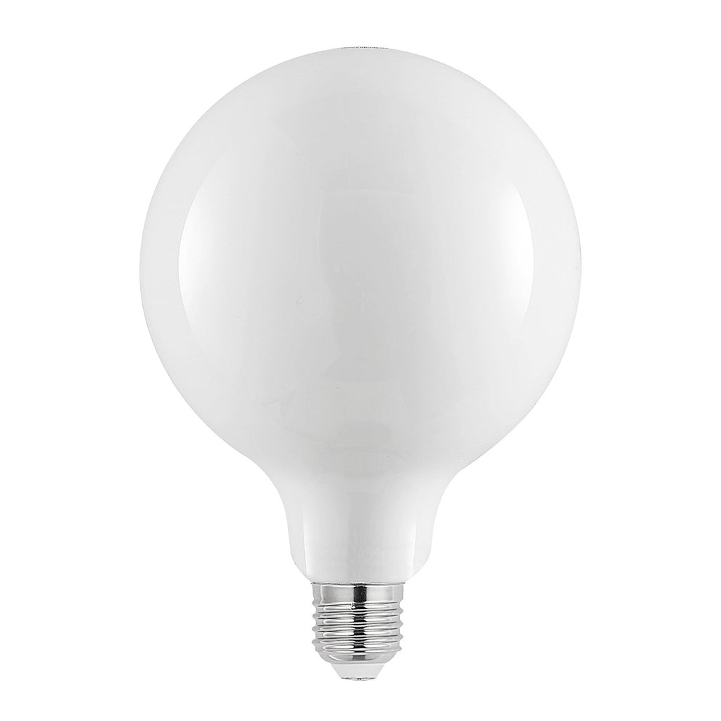 LED-pære G125 globe E27 8W 2700K dimbar opal forfra