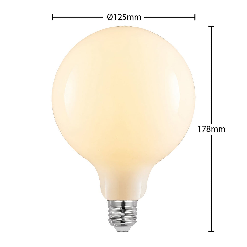LED-pære G125 globe E27 8W 2700K dimbar opal bakside