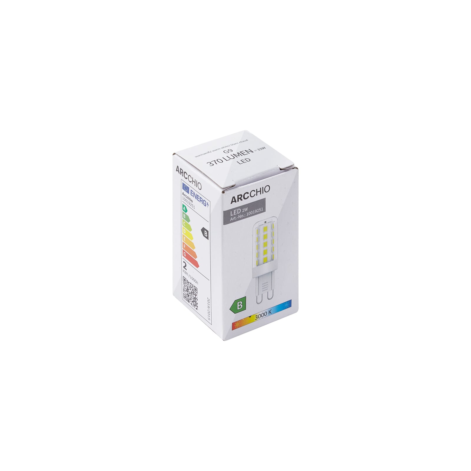 LED-pære G9 2W 3000K varmhvit klar 370 lm - Arcchio klar plast