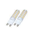 LED-pære G9 3W 3000K 300lm klar dimbar 2-pakning forfra