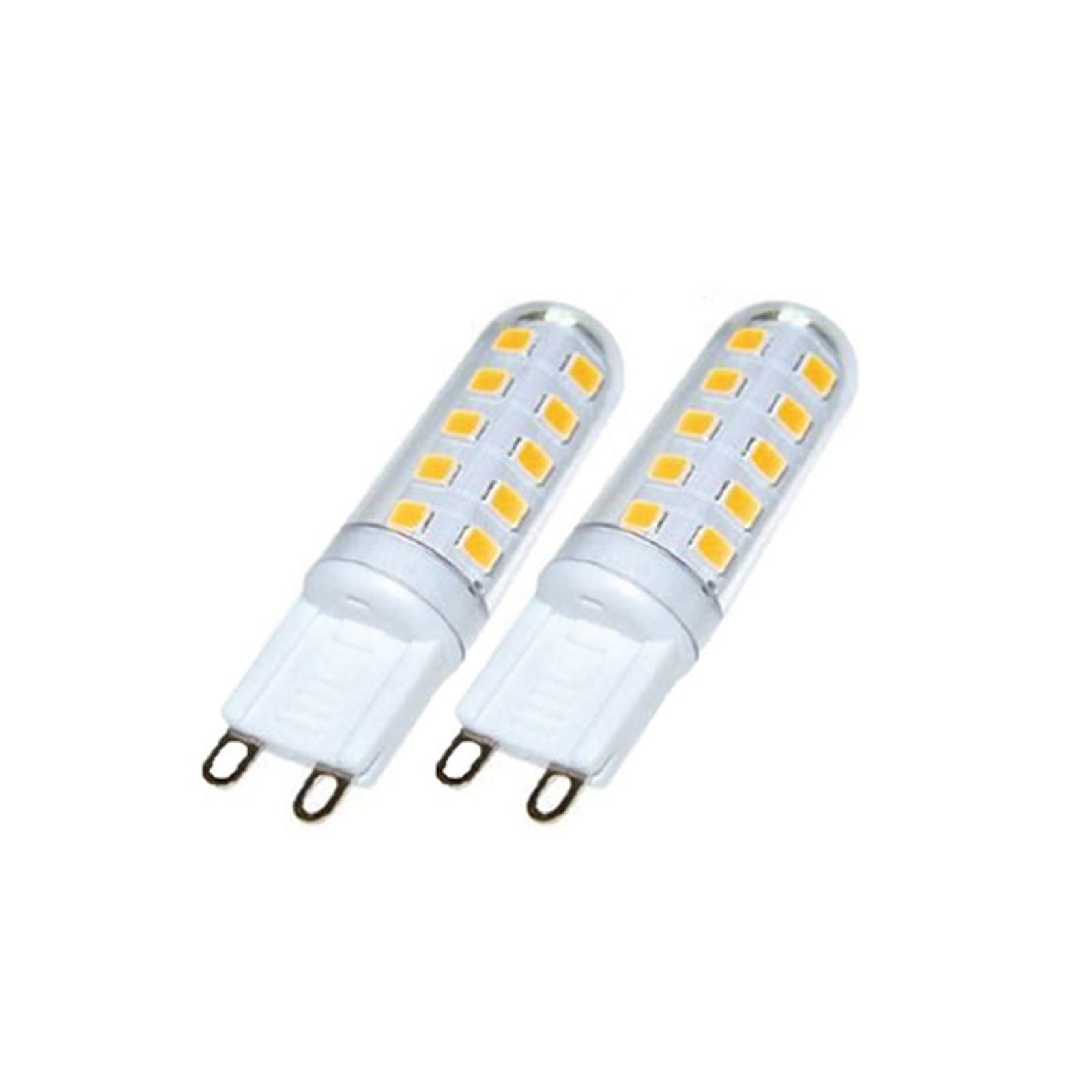 LED-pære G9 3W 3000K 300lm klar dimbar 2-pakning forfra