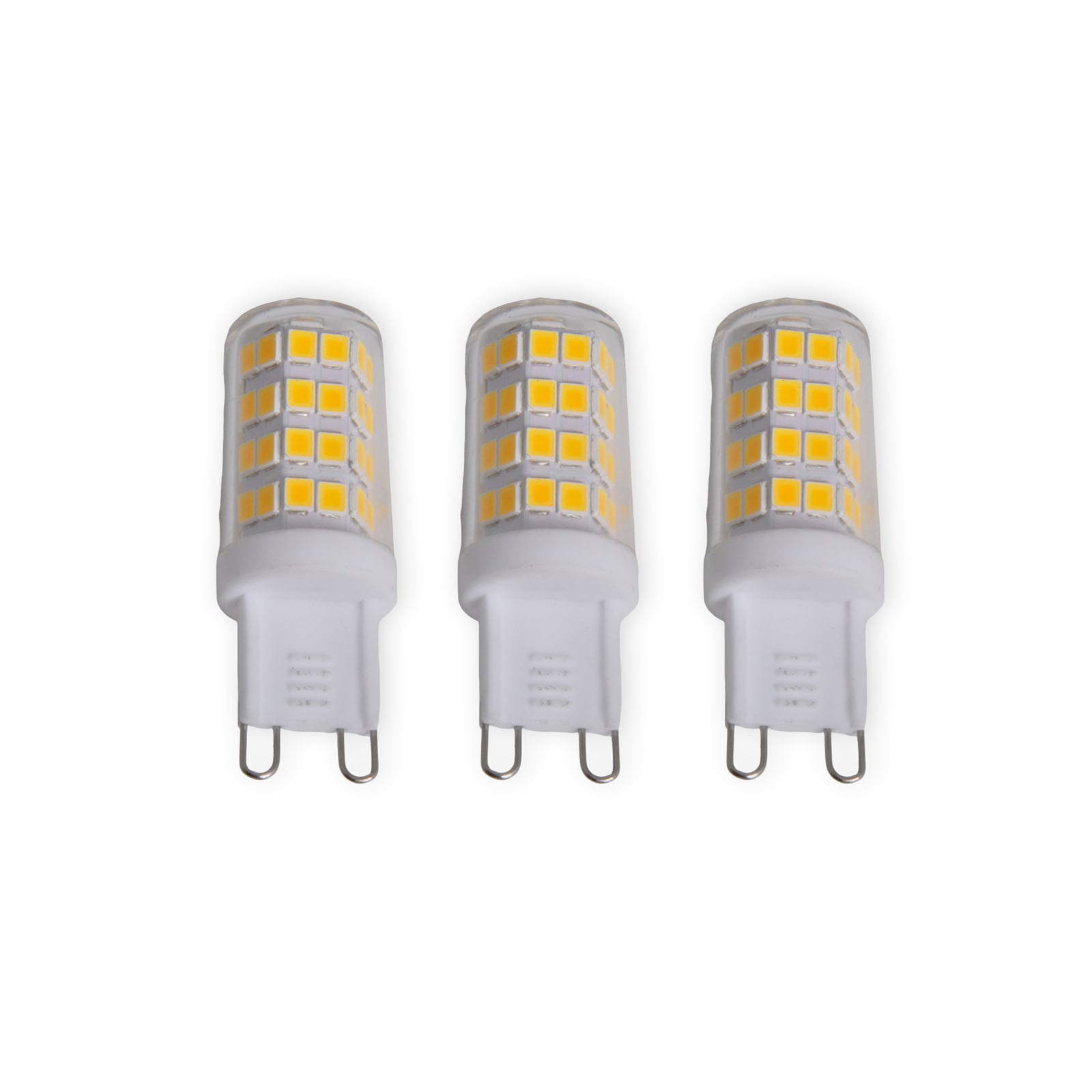 LED-pære G9 3W 3000K varmhvit klar 3-pakning forfra