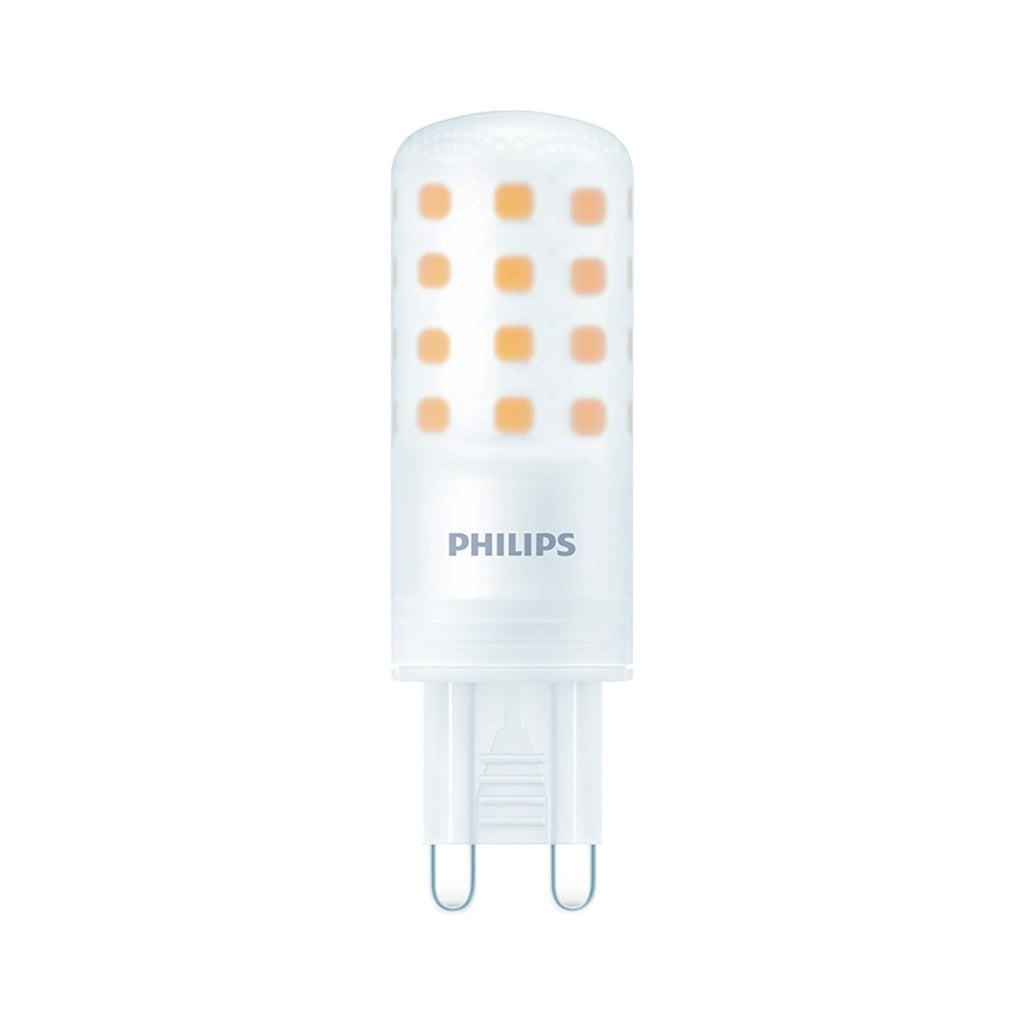 LED-pære G9 4W matt dimbar 480lm 2700K varmhvit - Philips forfra