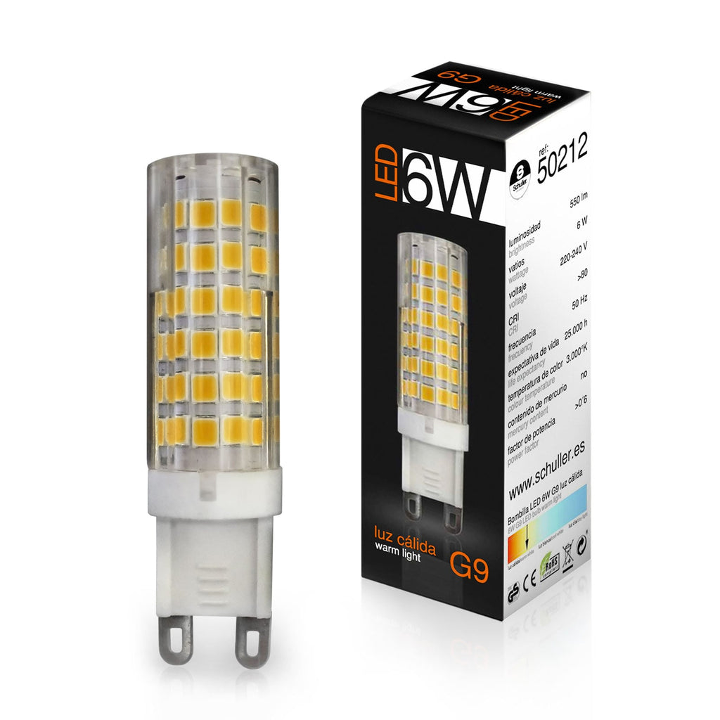 LED-pære G9 6W 3000K varmhvit klar 550 lm Schuller Valencia nærbilde