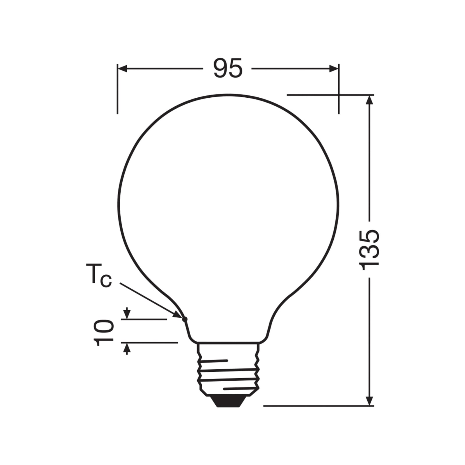 LED-pære Globe G95 E27 5W 1055lm 4000K matt OSRAM bakside