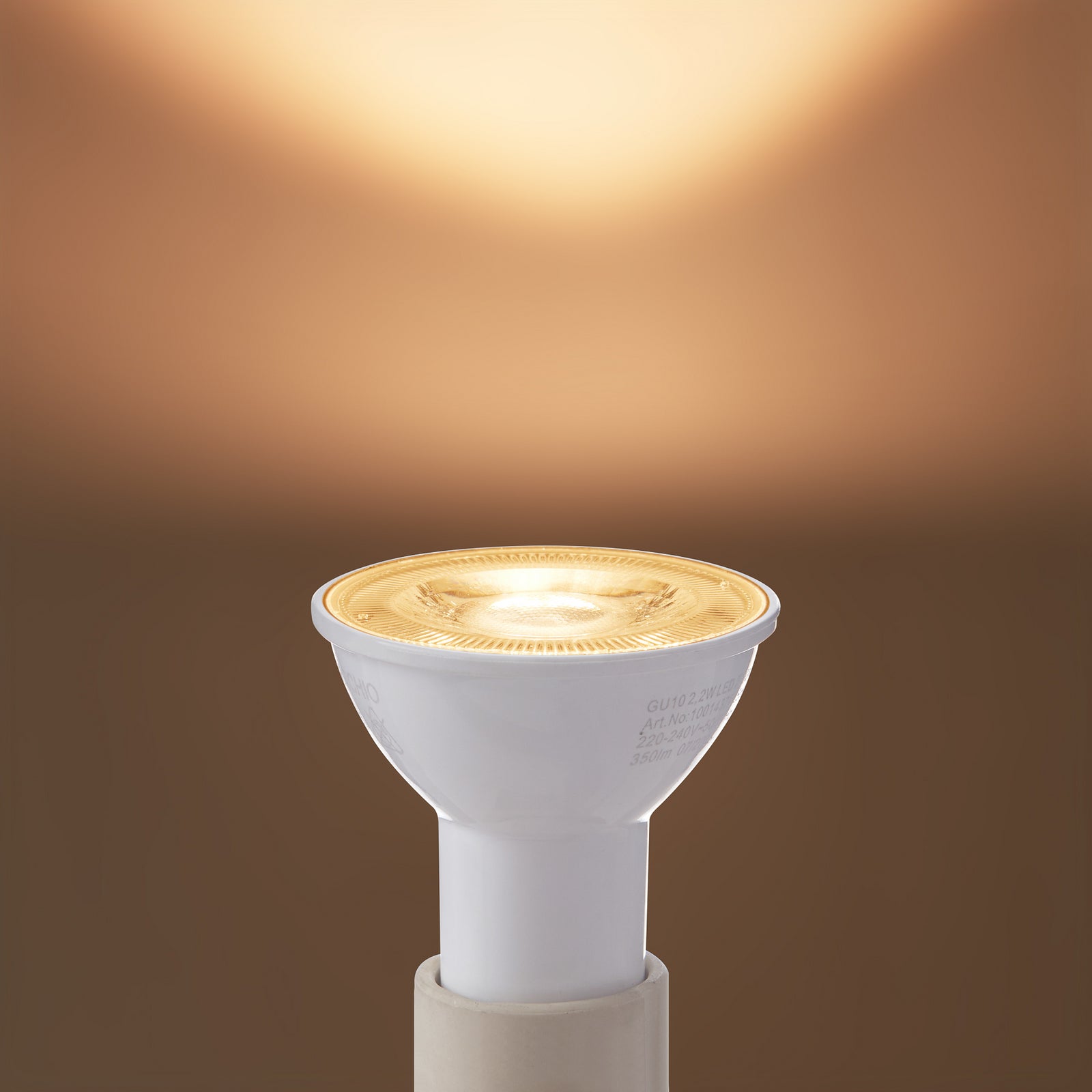 Montert LED-pære GU10 2,2W 2700K 350lm varmhvit 10-pk i lampe