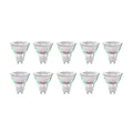 LED-pære GU10 2,5W 2700K varmhvit glass 10-pakning forfra