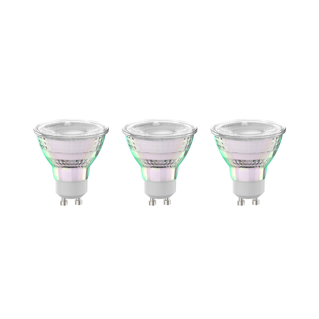 LED-pære GU10 4,7W 2700K 100° 850lm glass 3-pakning forfra