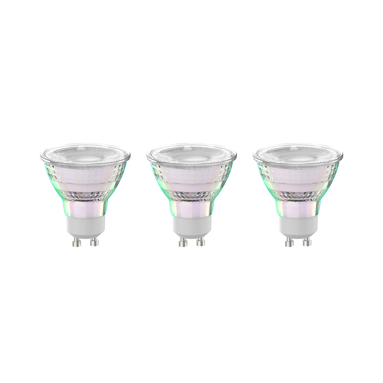 LED-pære GU10 4,7W 2700K 100° 850lm glass 3-pakning forfra