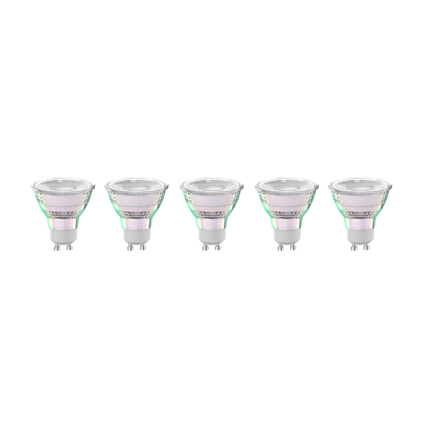 LED-pære GU10 4,7W 2700K 850lm klar glass 5-pk forfra
