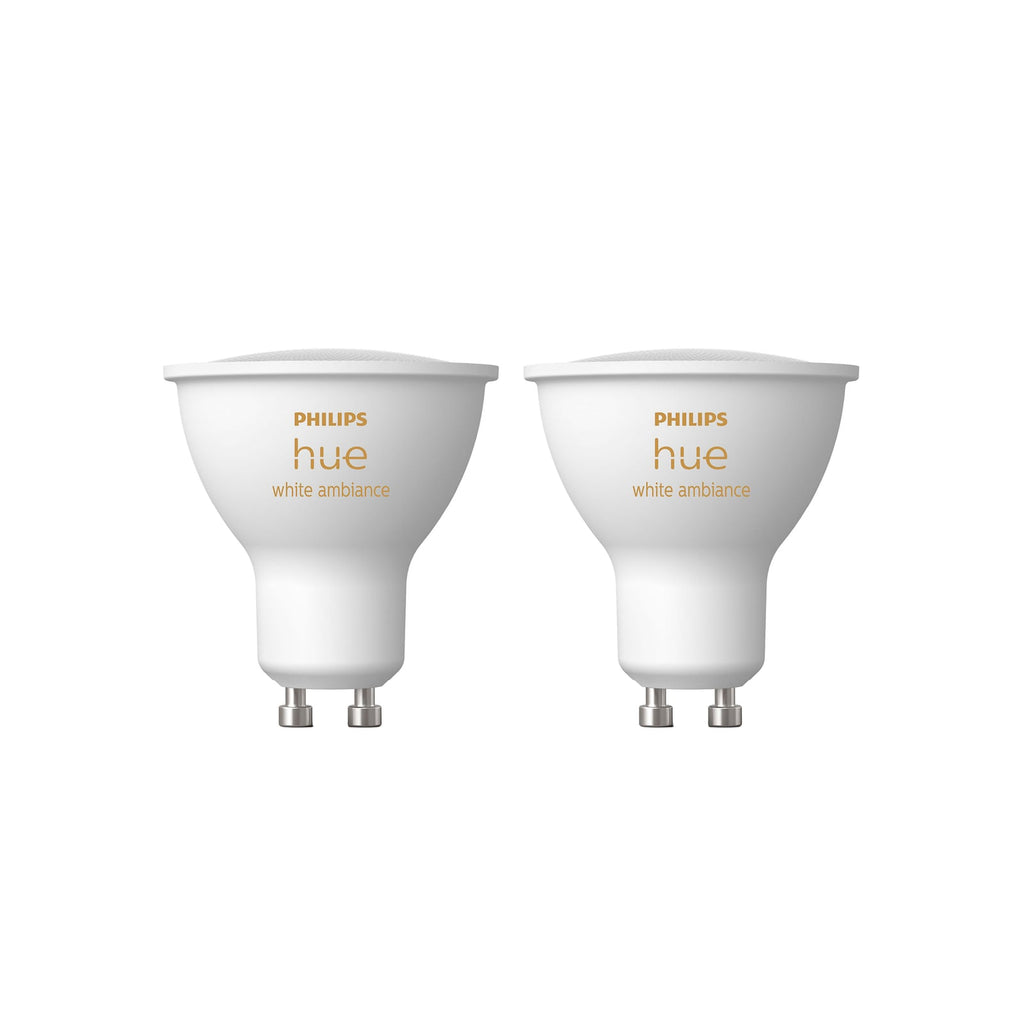 LED-pære GU10 4,2W reflektor dimbar CCT 2-pakning Philips Hue forfra