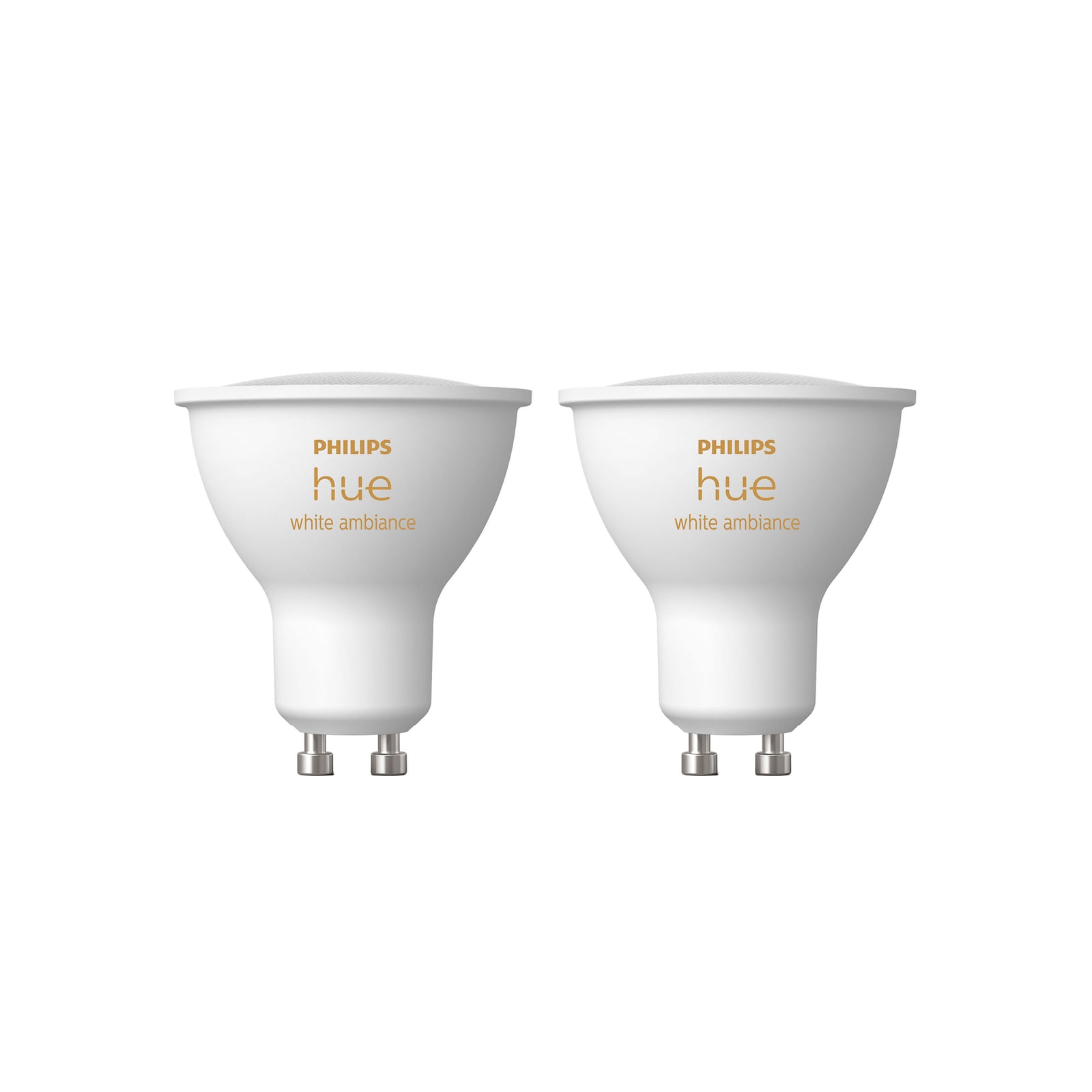 LED-pære GU10 4,2W reflektor dimbar CCT 2-pakning Philips Hue forfra