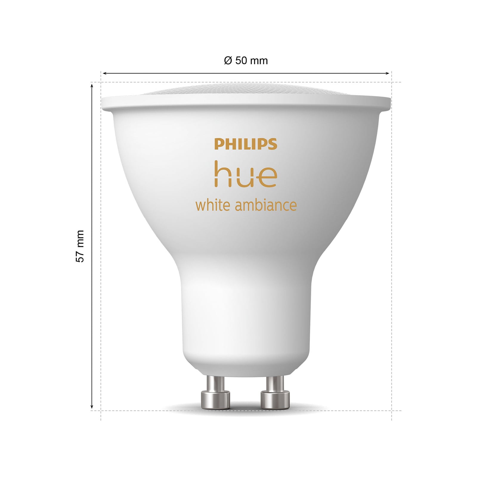 LED-pære GU10 4,2W reflektor dimbar CCT 2-pakning Philips Hue bakside