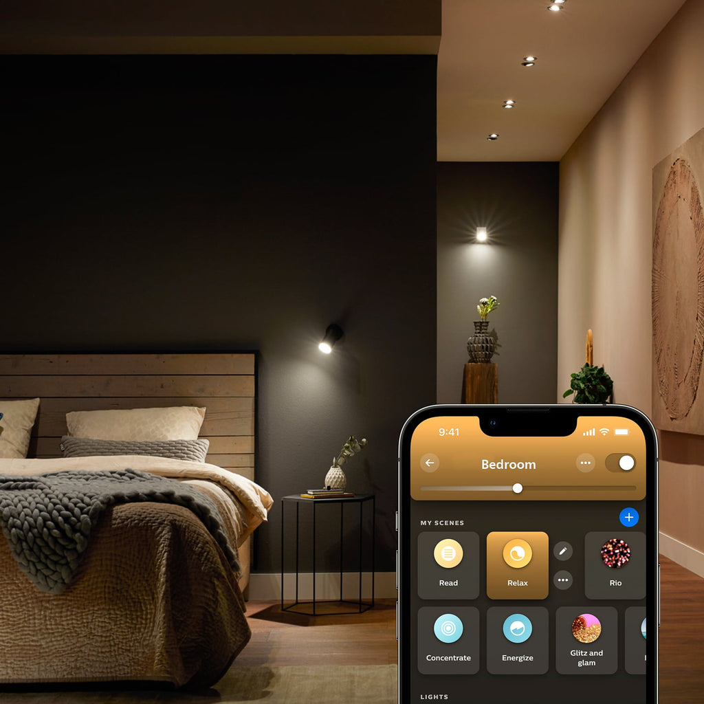 Nærbilde av LED-pære GU10 4,2W reflektor dimbar CCT 2-pakning Philips Hue