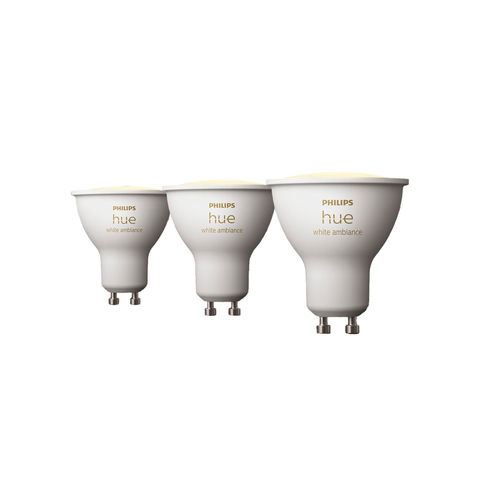 LED-pære GU10 4,2W reflektor dimbar CCT 3-pakning - Philips Hue forfra