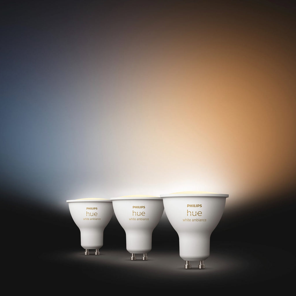Detalj av LED-pære GU10 4,2W reflektor dimbar CCT 3-pakning - Philips Hue