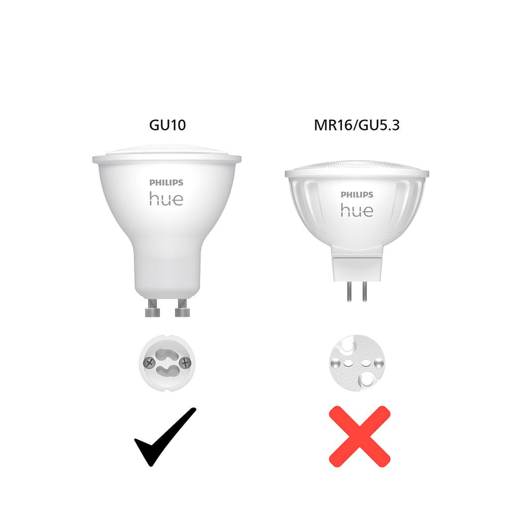 Nærbilde av LED-pære GU10 4,2W reflektor dimbar CCT 3-pakning - Philips Hue
