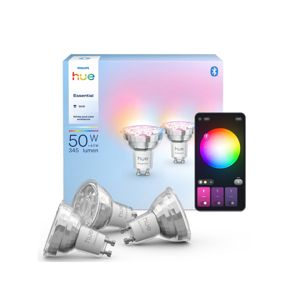 LED-pære GU10 5W RGB CCT dimbar 3-pakning Philips Hue pakket
