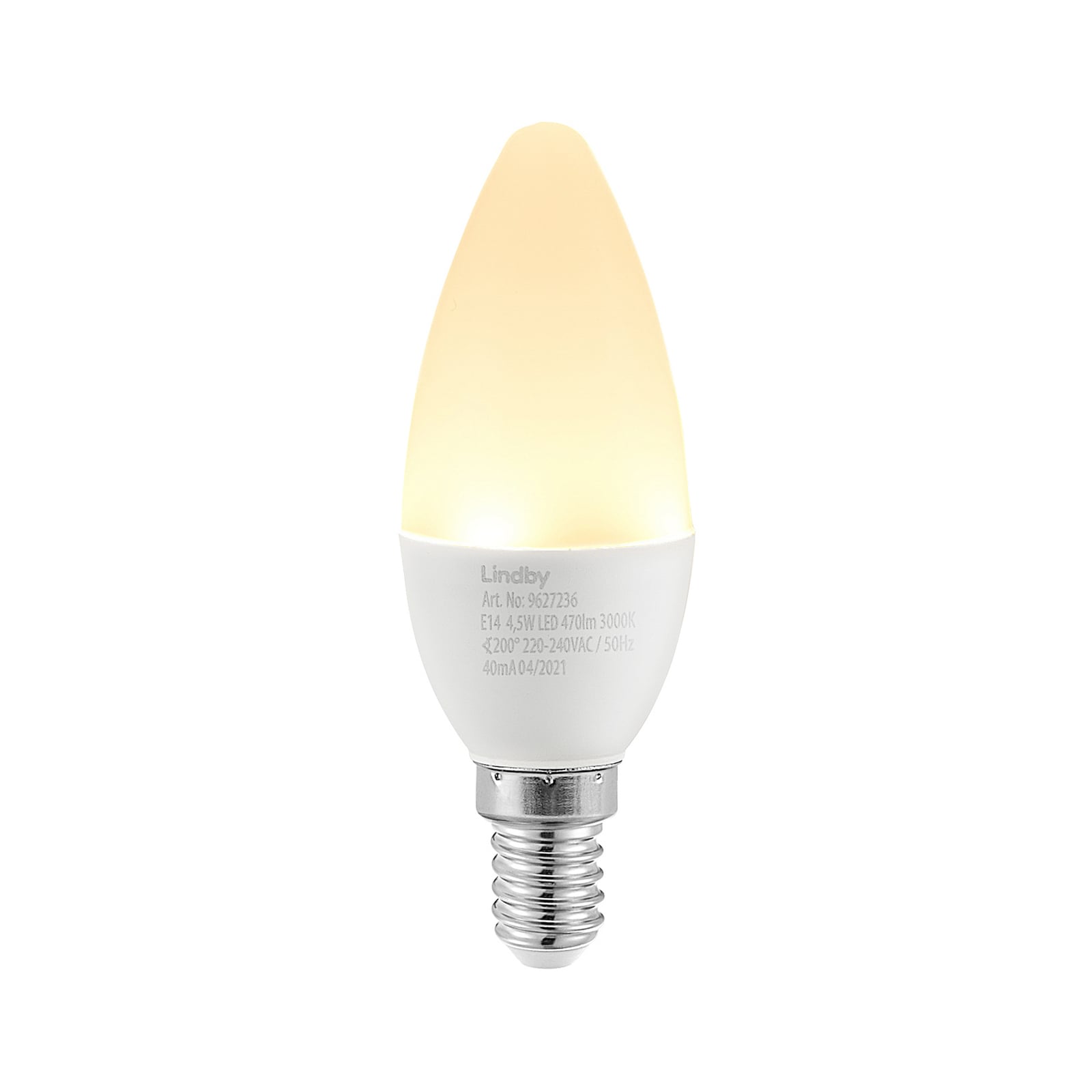 LED-pære kronelysform E14 4,5W 3000K opal 470lm 3-pk - Lindby bakside