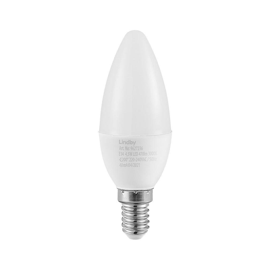 LED-pære kronelysform E14 4,5W 3000K opal 470lm 3-pk - Lindby detalj