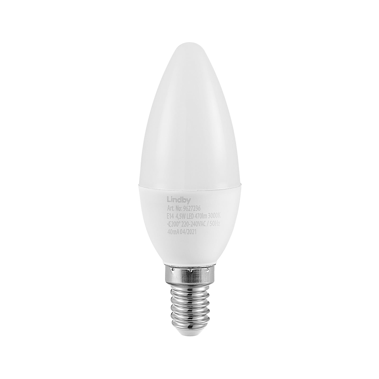 LED-pære kronelysform E14 4,5W 3000K opal 470lm 3-pk - Lindby detalj