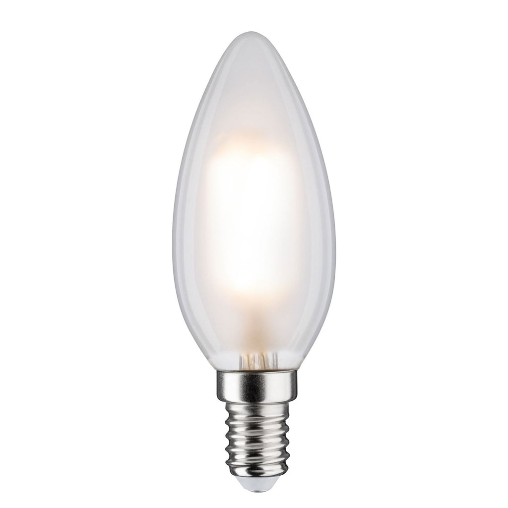 LED-pære kronelysform E14 5W 2700K matt dimbar Paulmann forfra