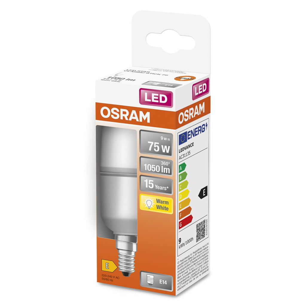 LED-pære Star Stick E14 9,5W 2700K varmhvit matt detalj