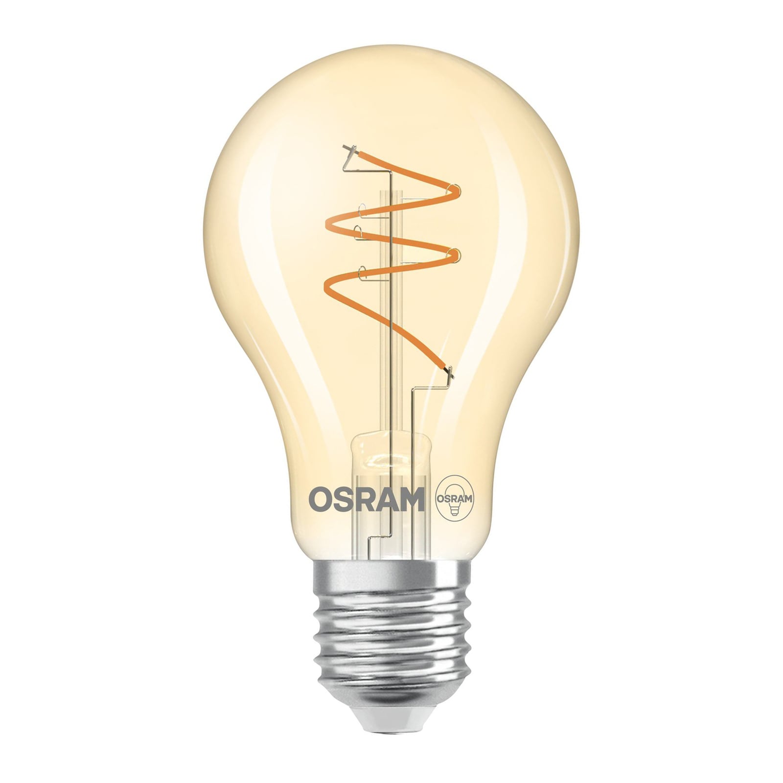 LED-pære Vintage E27 4,9W 2700K spiralfilament gull dimbar forfra