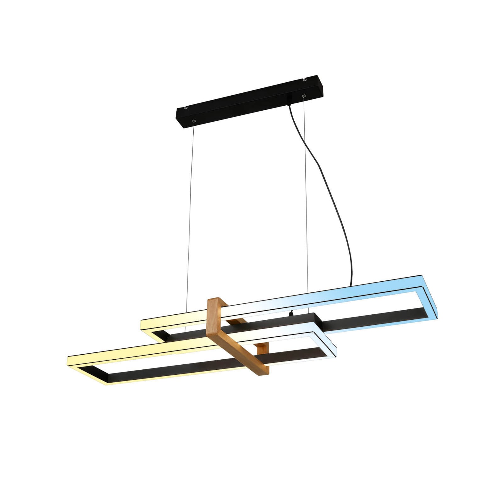 LED pendellampe 2-lys svart/tre dimbar CCT IP44 med fjernkontroll forfra
