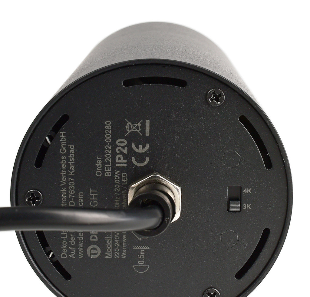 LED pendellampe 3-fase skinne dimbar svart 20W CRI90 montert