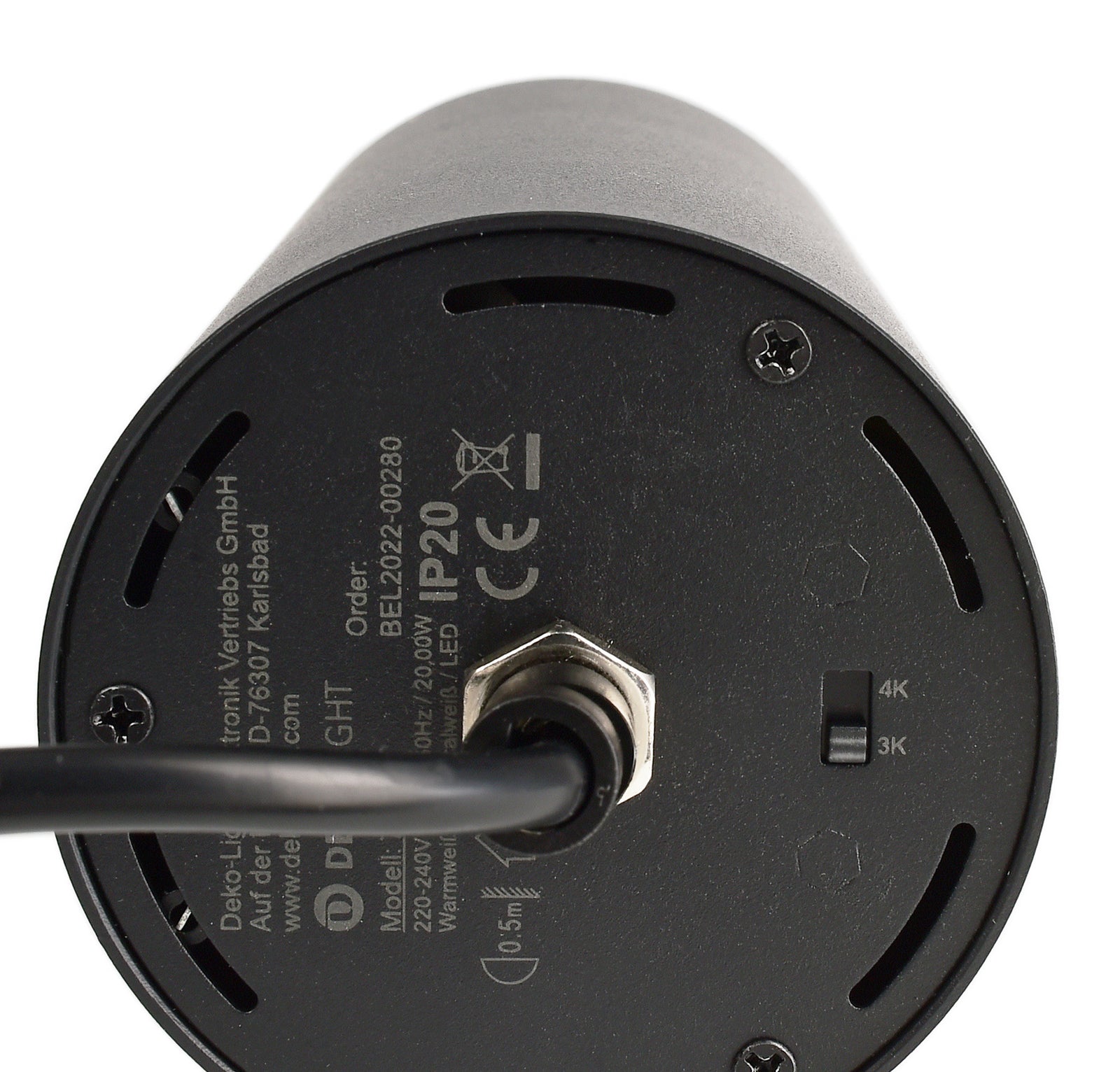 LED pendellampe 3-fase skinne dimbar svart 20W CRI90 montert