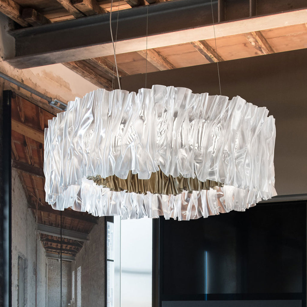 LED pendellampe Accordéon gull dimbar montert i rom