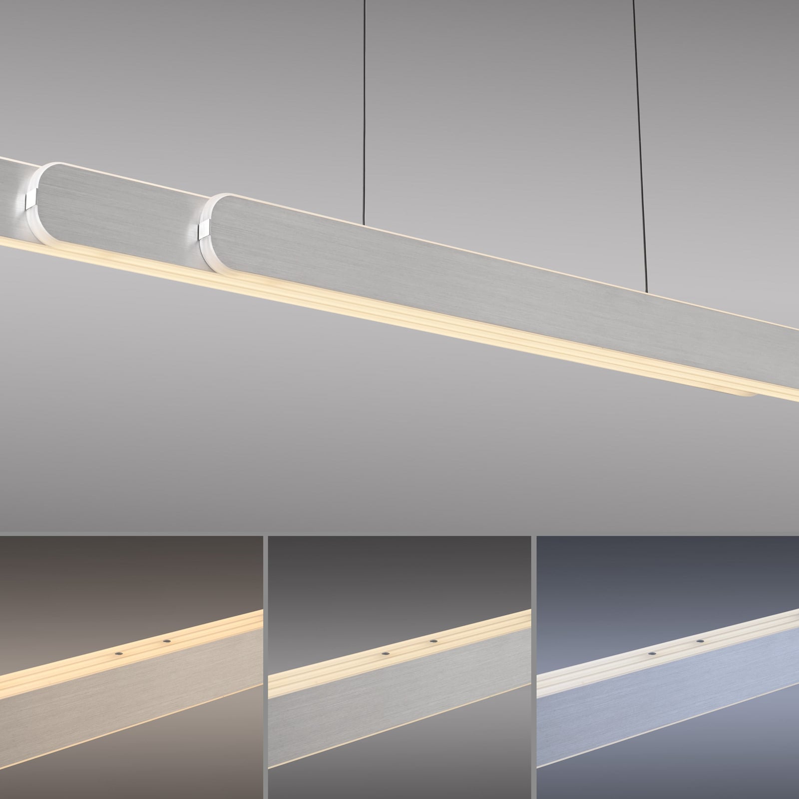 LED pendellampe Adriana aluminium dimbar CCT 160 cm med varmt og kjølig lys