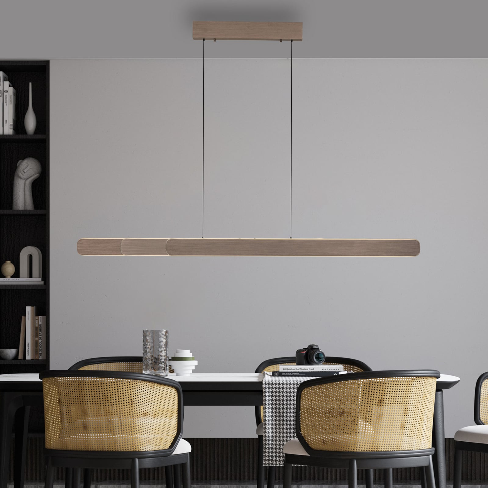 LED pendellampe Adriana brun 160 cm CCT dimbar detalj av touchdimmer