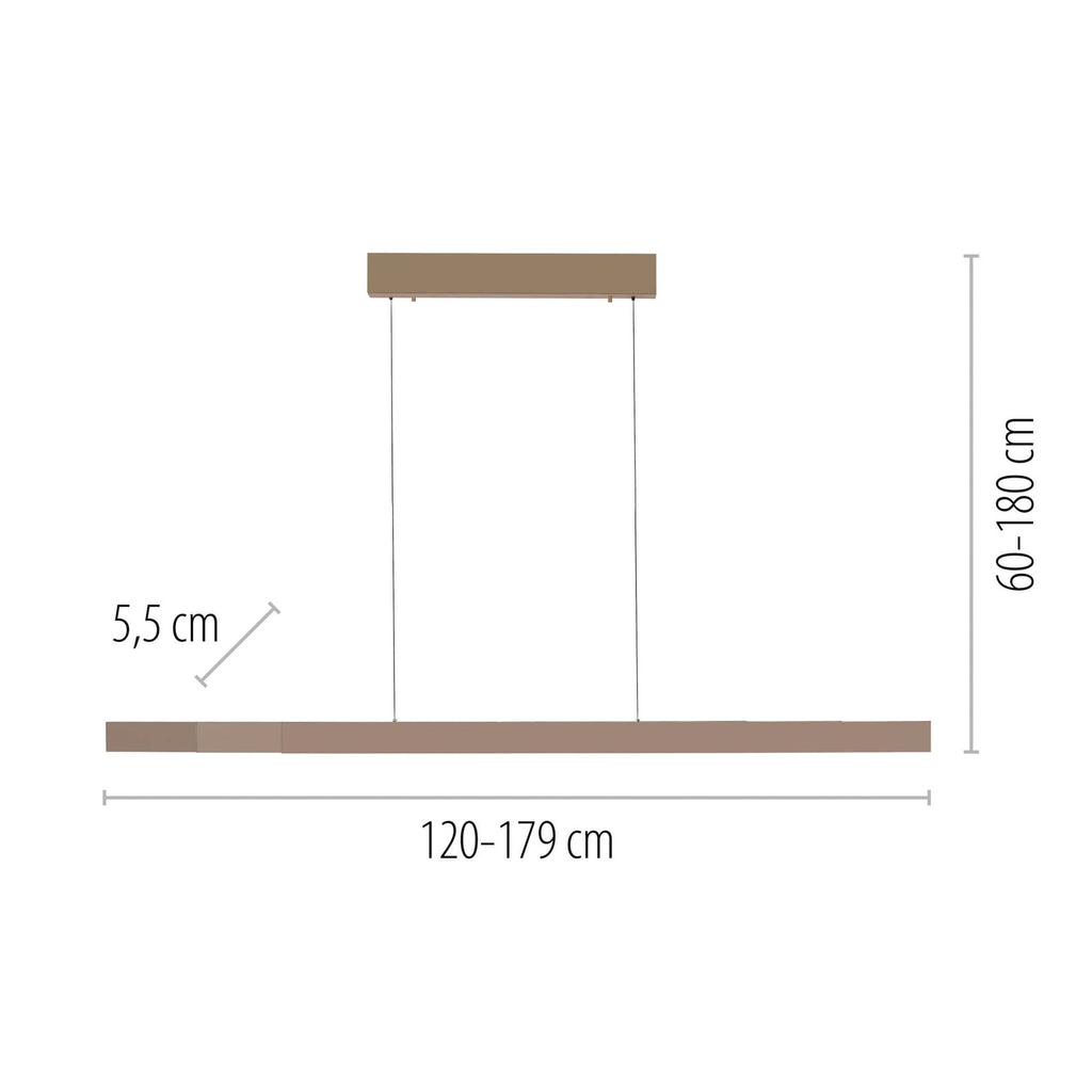 LED pendellampe Adriana Square bronse detalj av touchdimmer