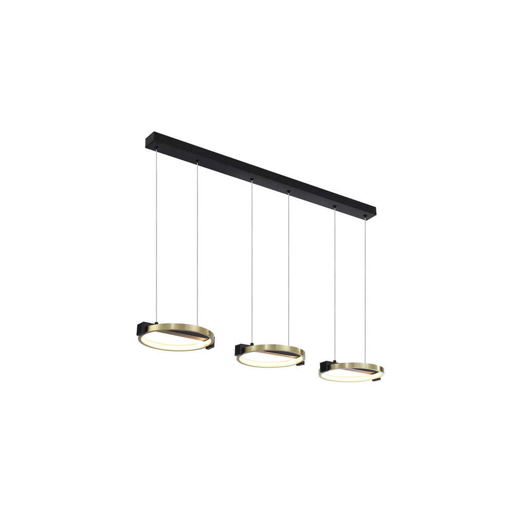LED pendellampe Aerial 3-lys messing/svart dimbar bakside