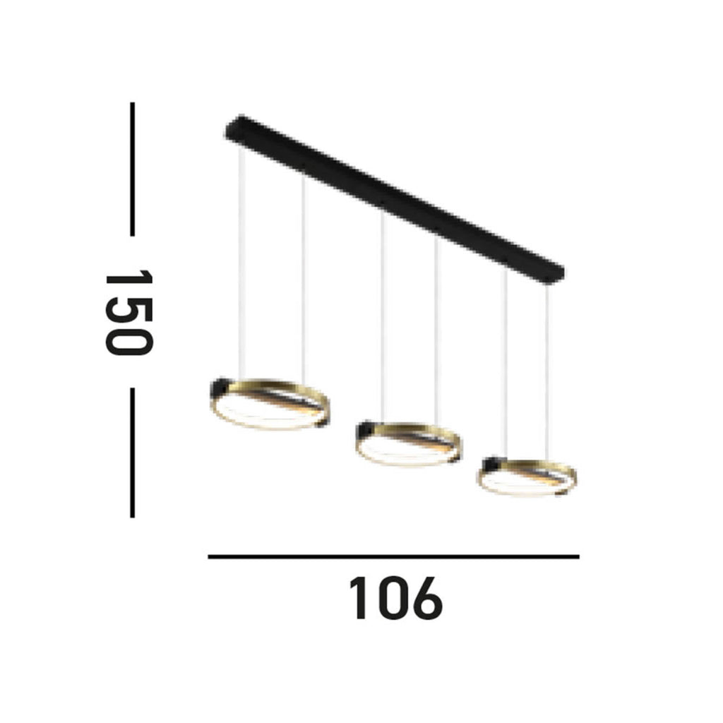 LED pendellampe Aerial 3-lys messing/svart dimbar detalj
