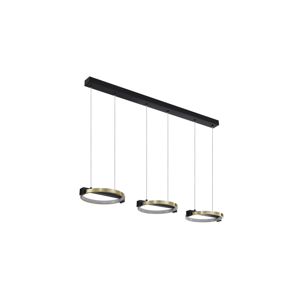 LED pendellampe Aerial 3-lys messing/svart dimbar forfra