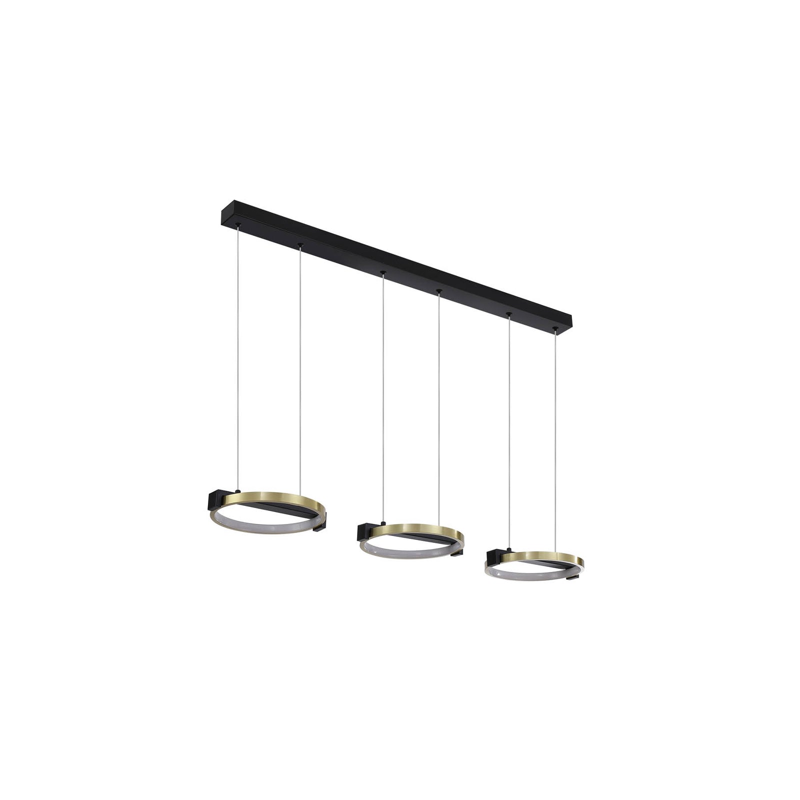 LED pendellampe Aerial 3-lys messing/svart dimbar forfra