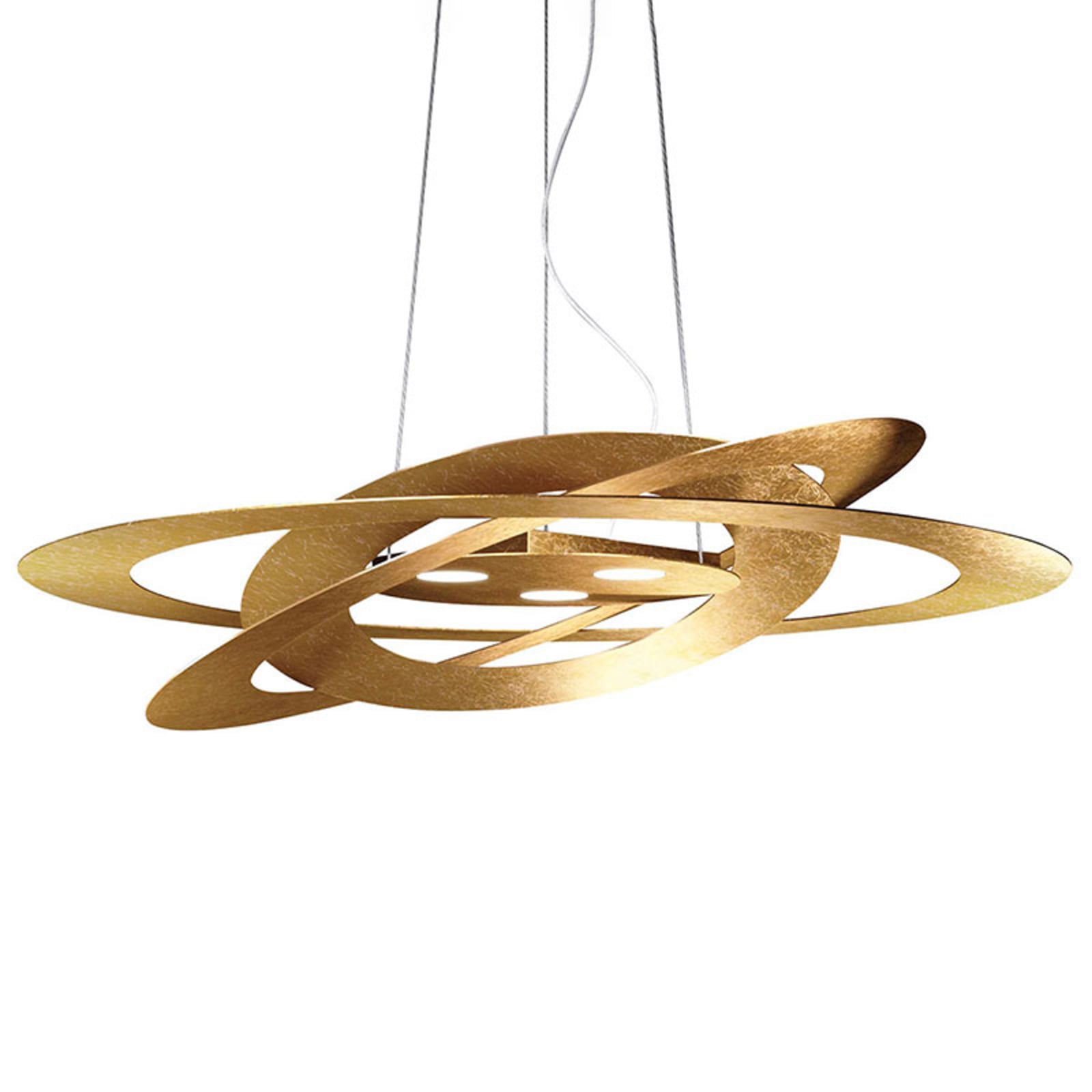 LED pendellampe Afelio bladgull Ø60 cm forfra