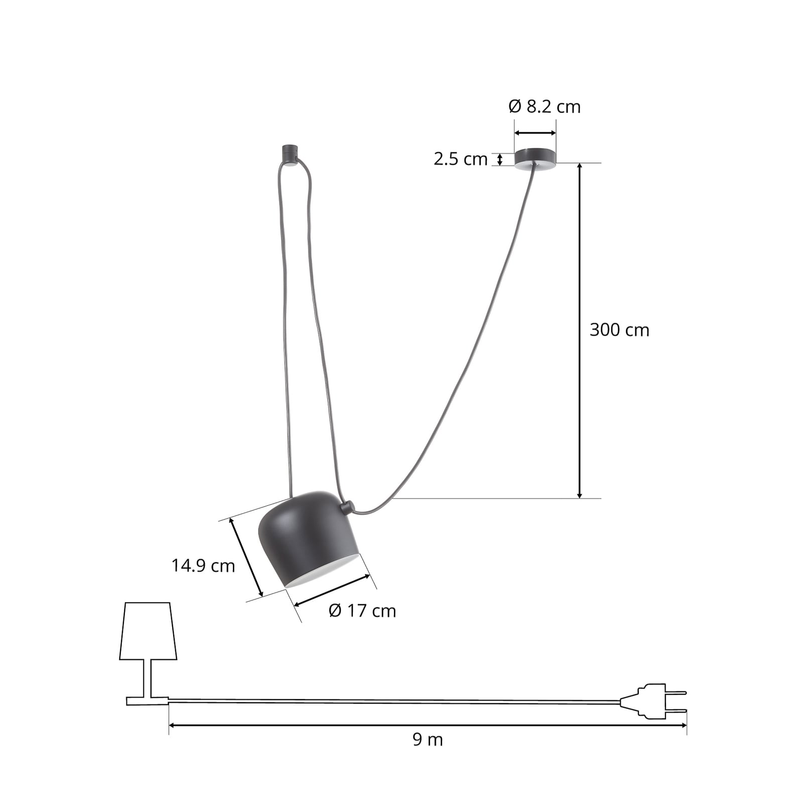 LED pendellampe Aim Small dimbar svart Ø17 cm 12W design