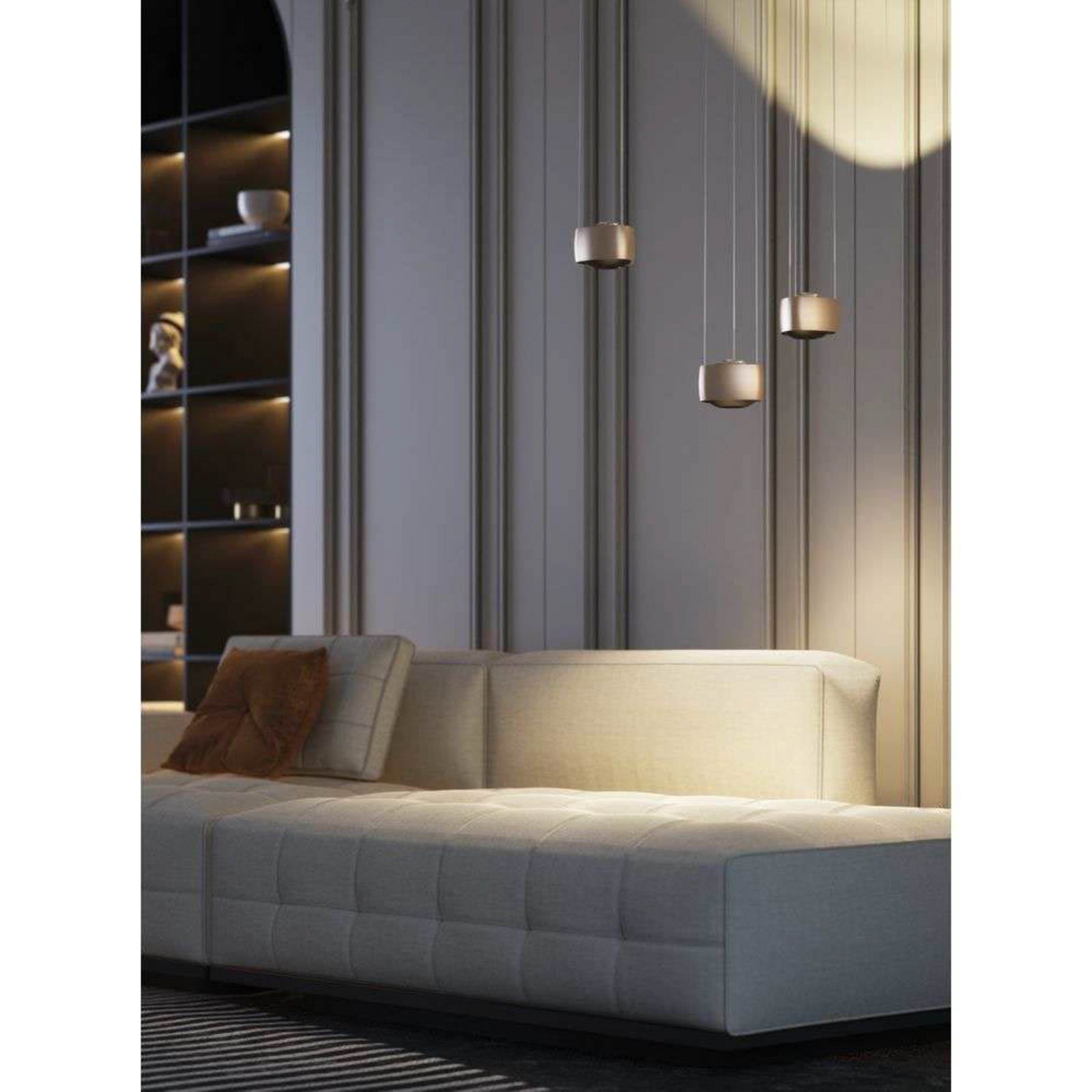 Sideprofil av LED pendellampe Air aluminium dimbar 20W 2700K